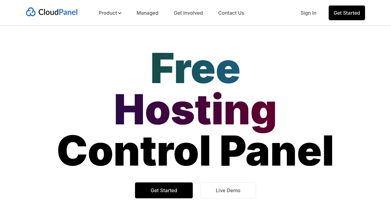 Screenshot of CloudPanel website