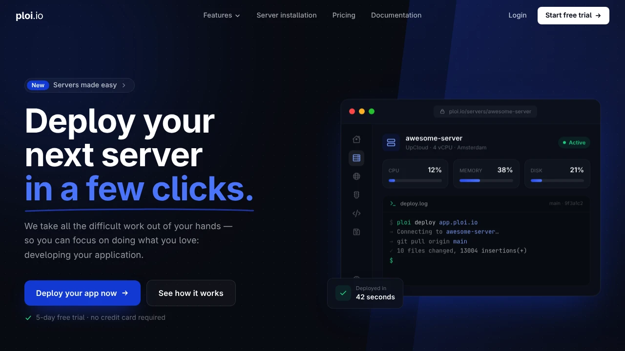 Screenshot of Ploi website