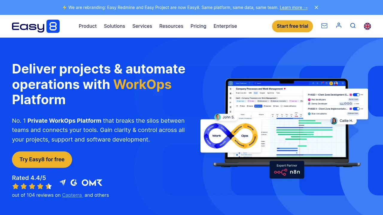 Screenshot of Easy8 (previously Easy Redmine) website