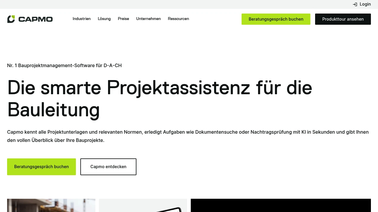 Screenshot of Capmo website