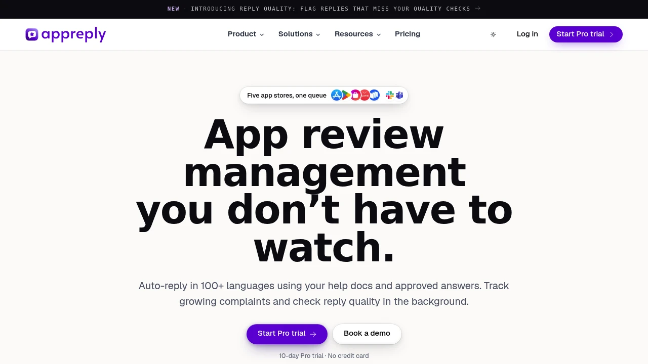 Screenshot of AppReply website