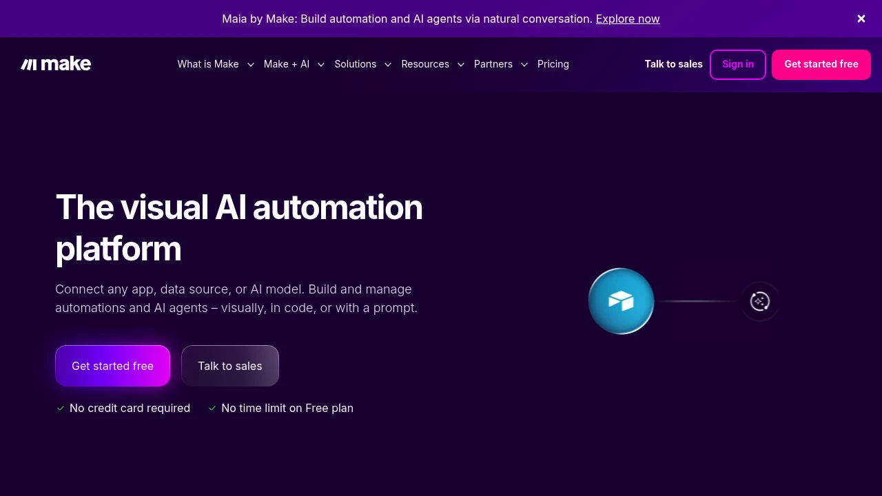Screenshot of Make website