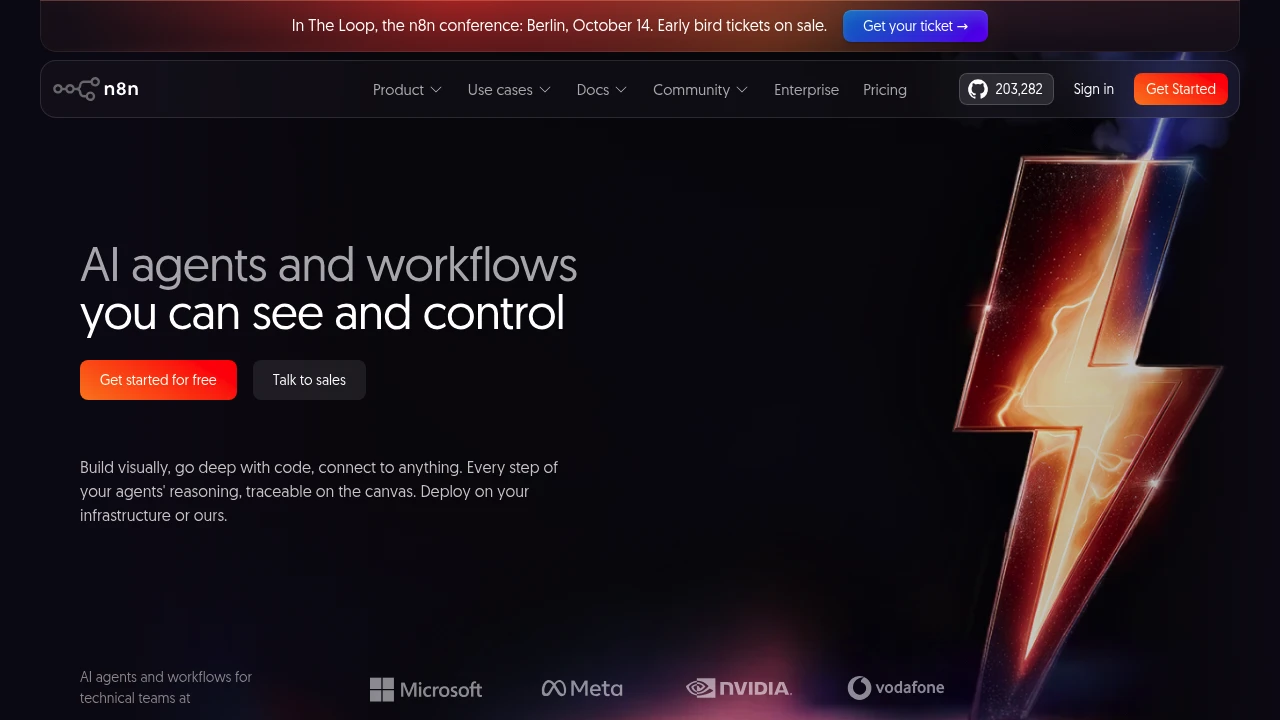 Screenshot of n8n website