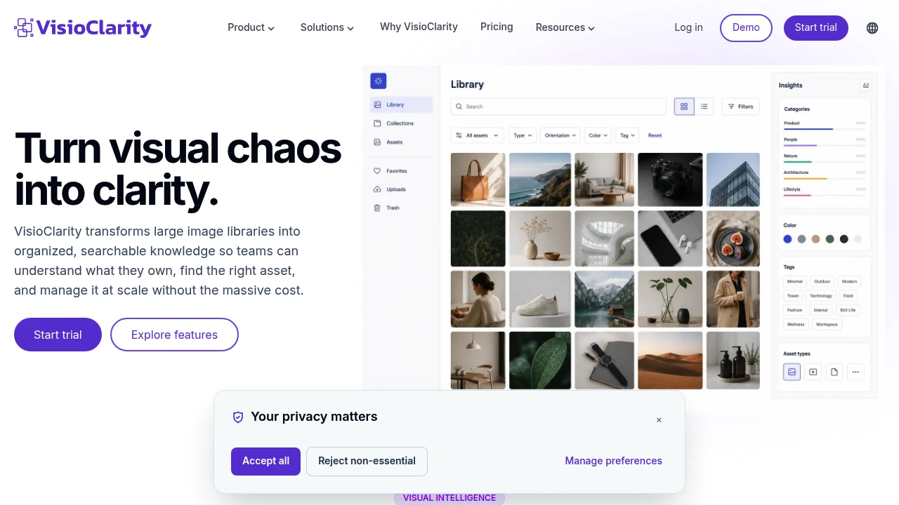 Screenshot of VisioClarity website