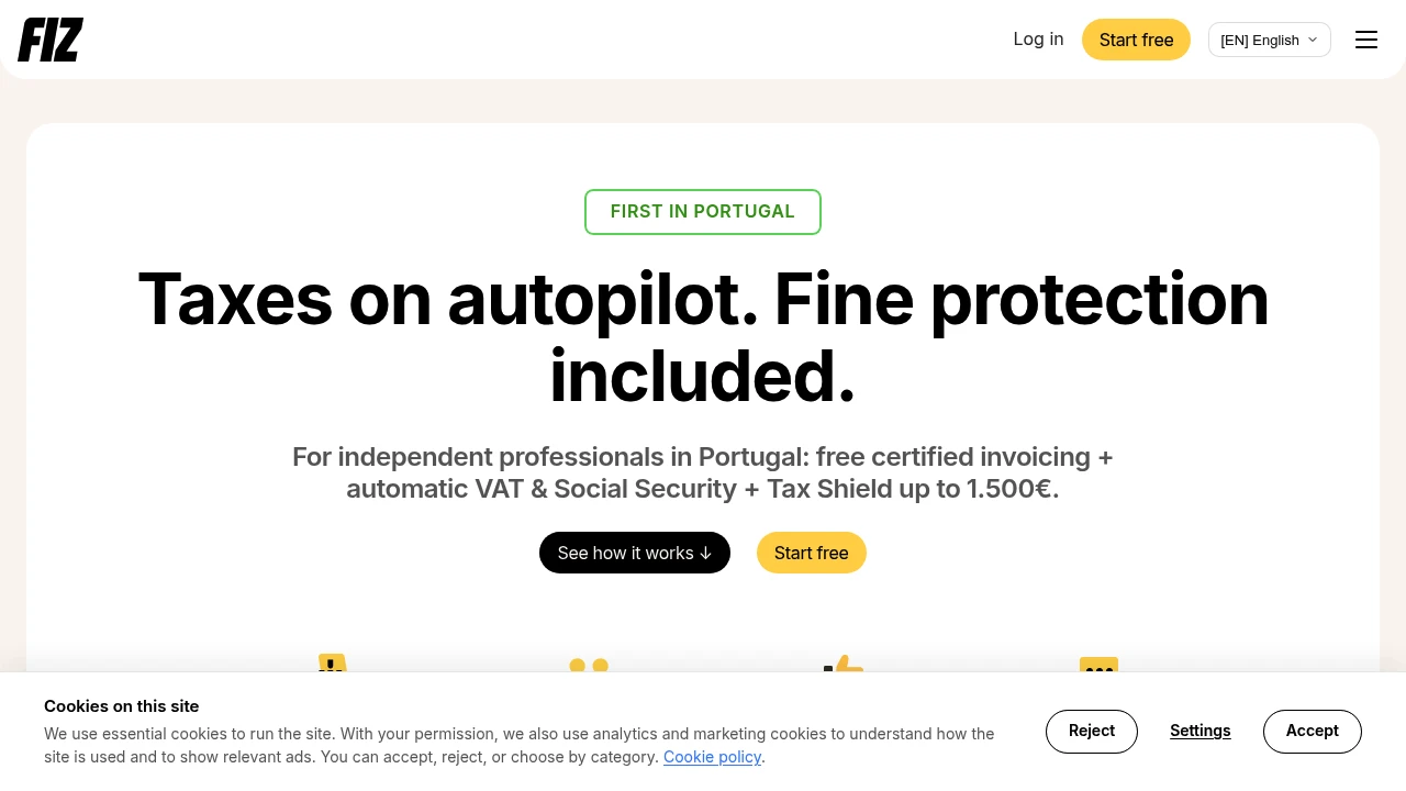Screenshot of FIZ website