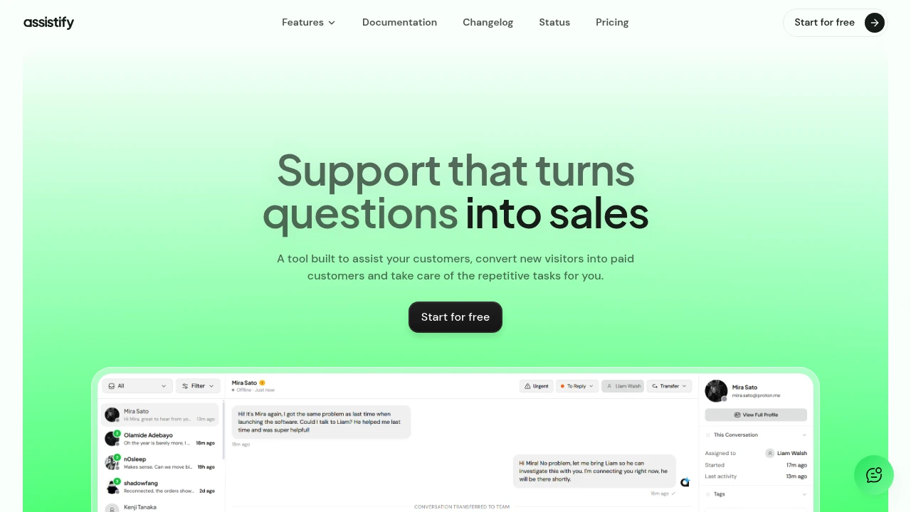 Screenshot of Assistify website