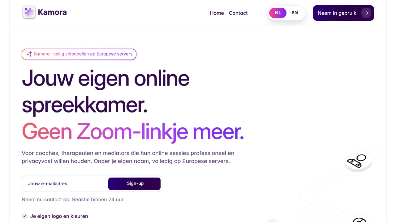 Screenshot of Kamora website