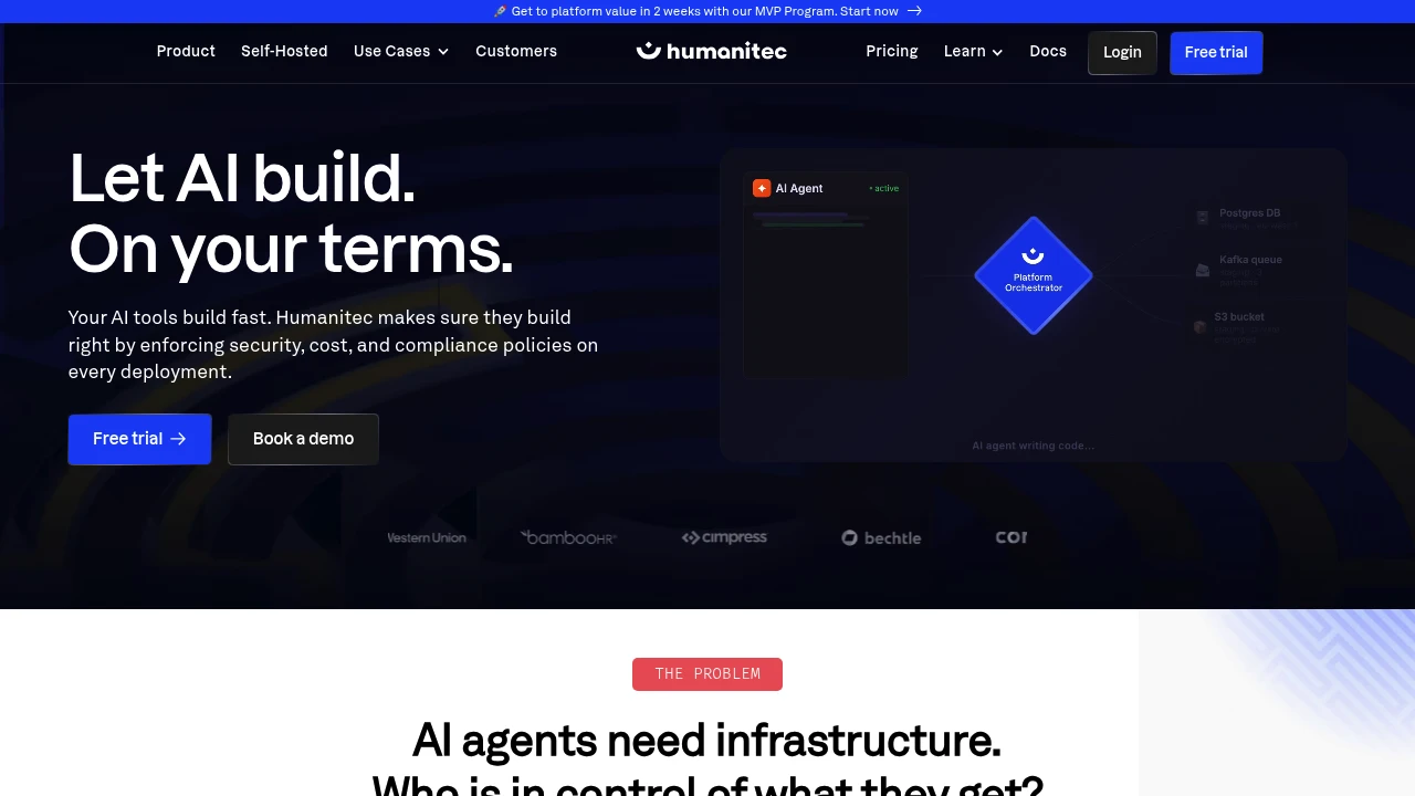 Screenshot of Humanitec website