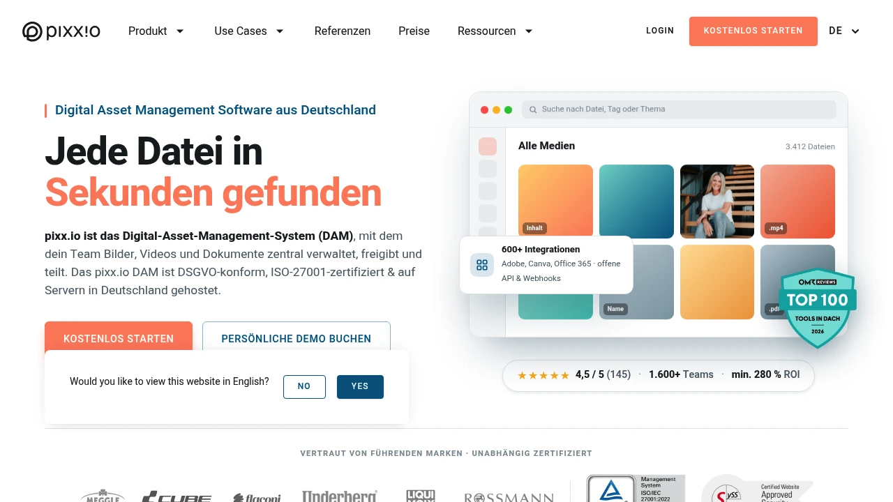 Screenshot of pixx.io website