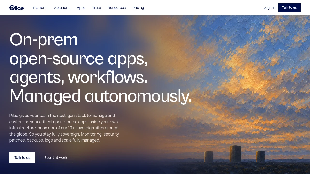 Screenshot of Pilae website