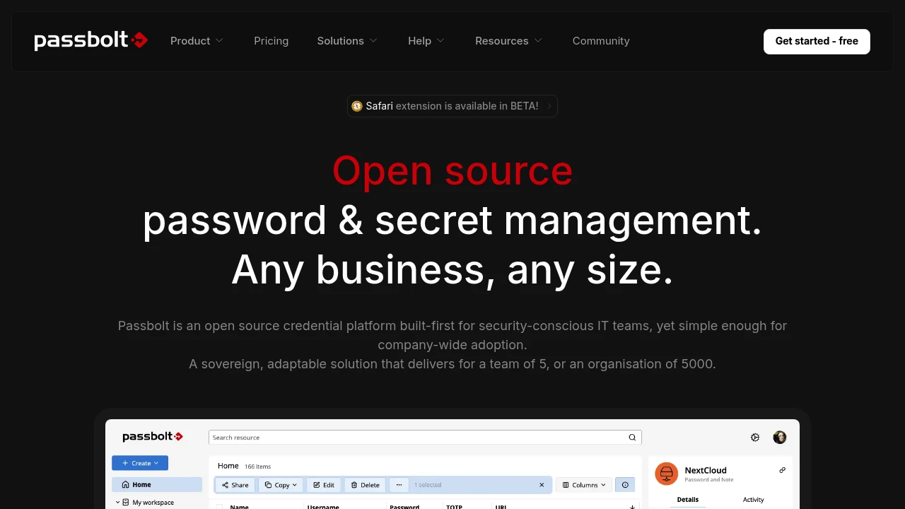 Screenshot of Passbolt website