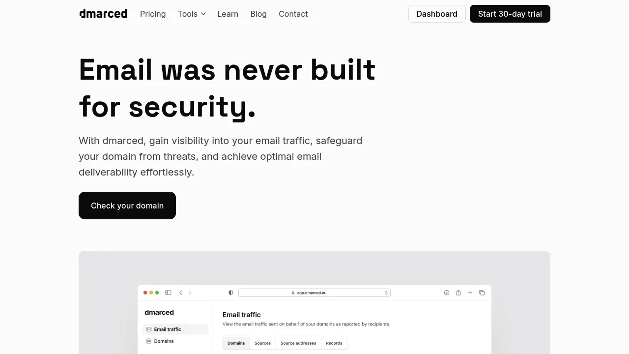 Screenshot of dmarced website