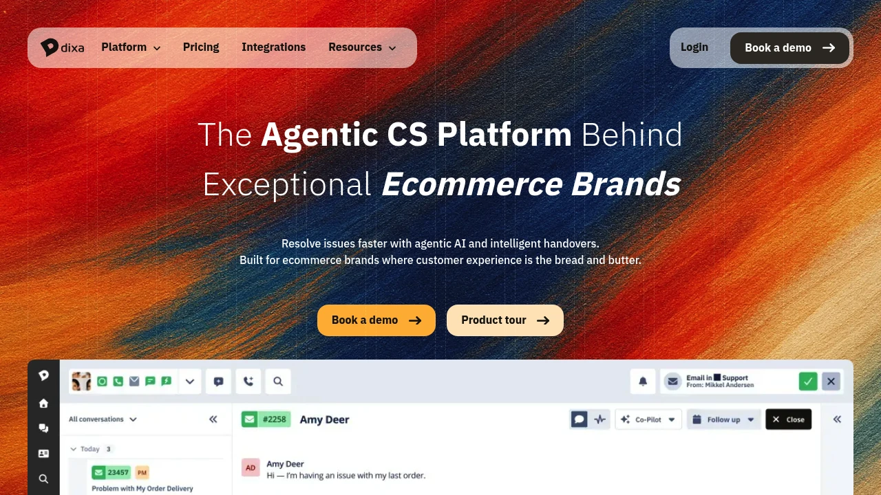 Screenshot of Dixa website