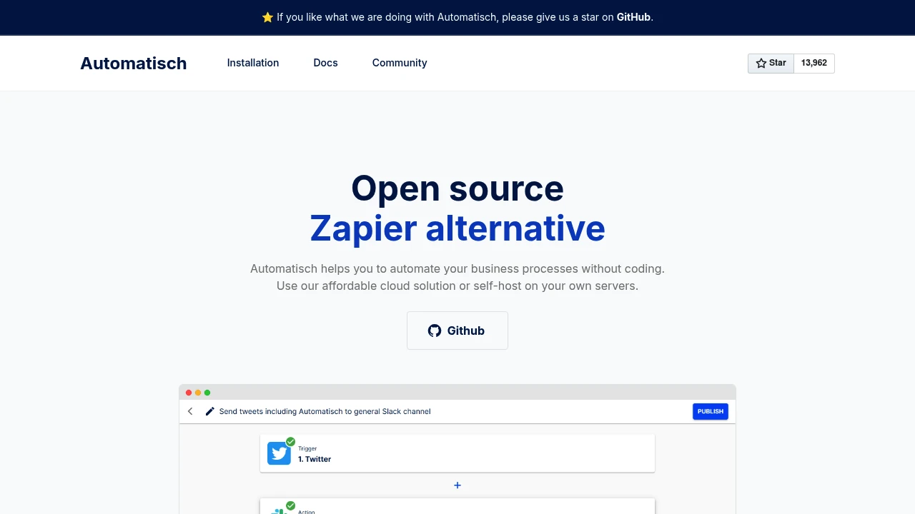 Screenshot of Automatisch website
