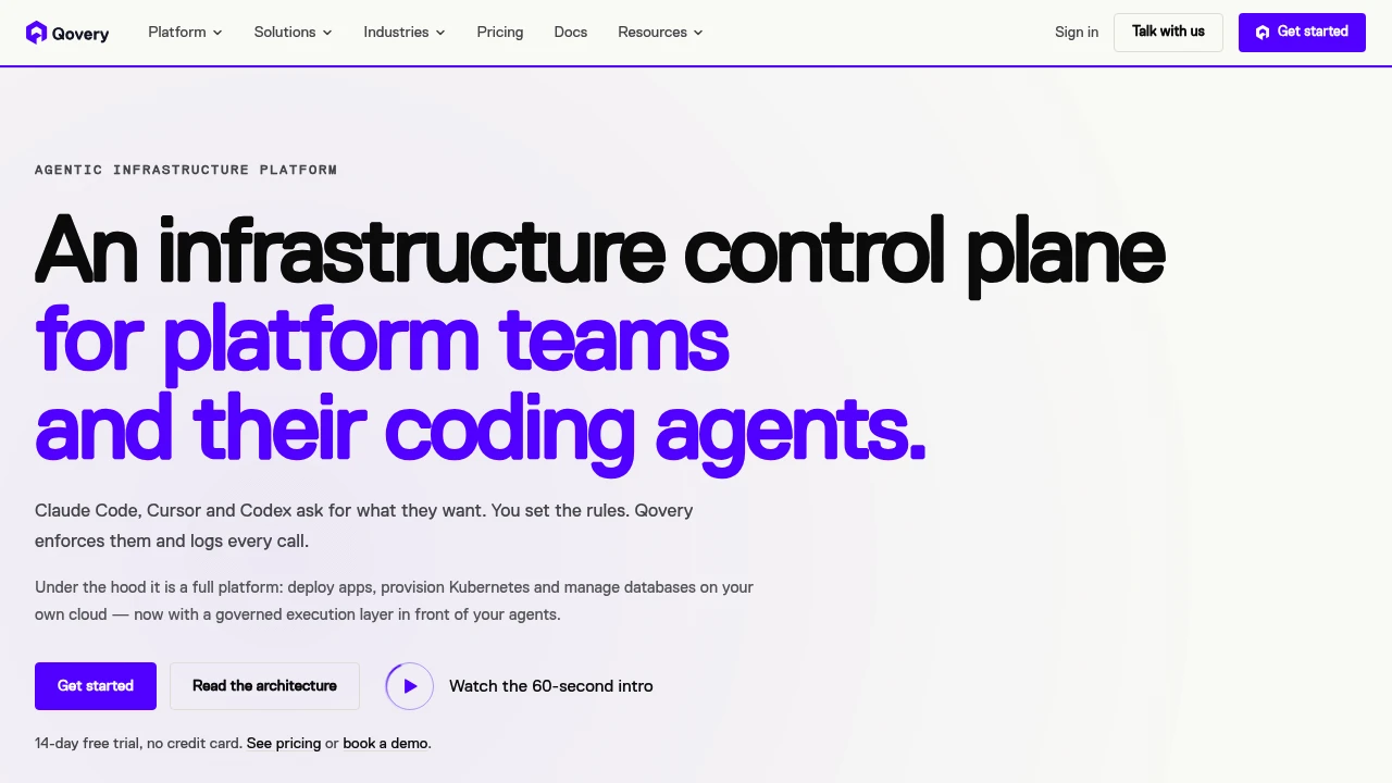 Screenshot of Qovery website